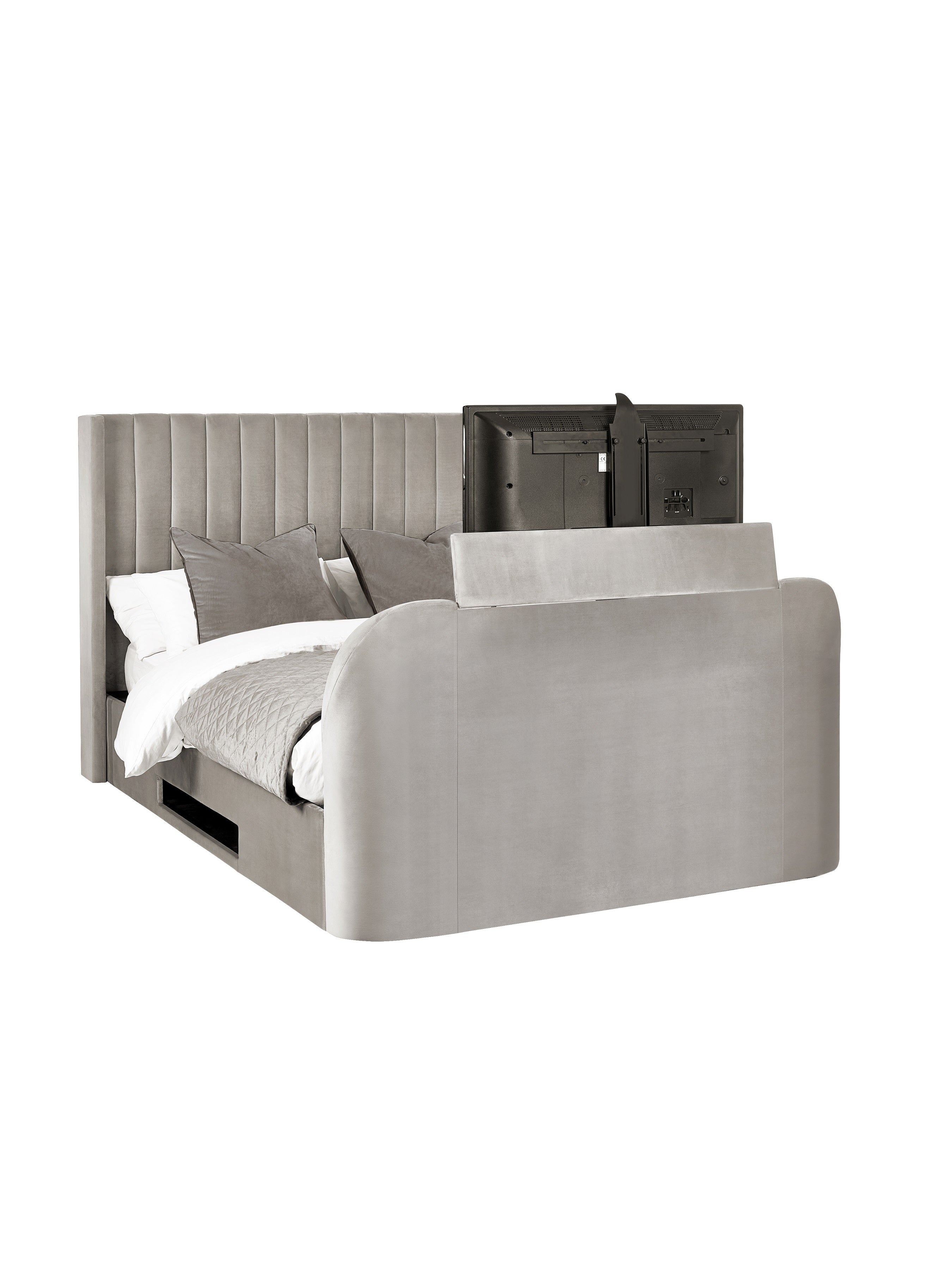 Alston Light Grey Velvet Ottoman TV Bed Double